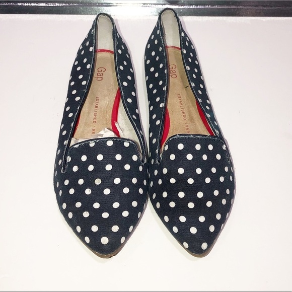 Gap canvas navy and polka dot flat - Picture 1 of 6